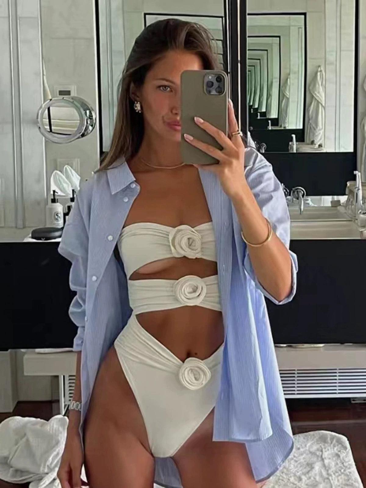 Logan Holiday Swimsuit with Skirt - White