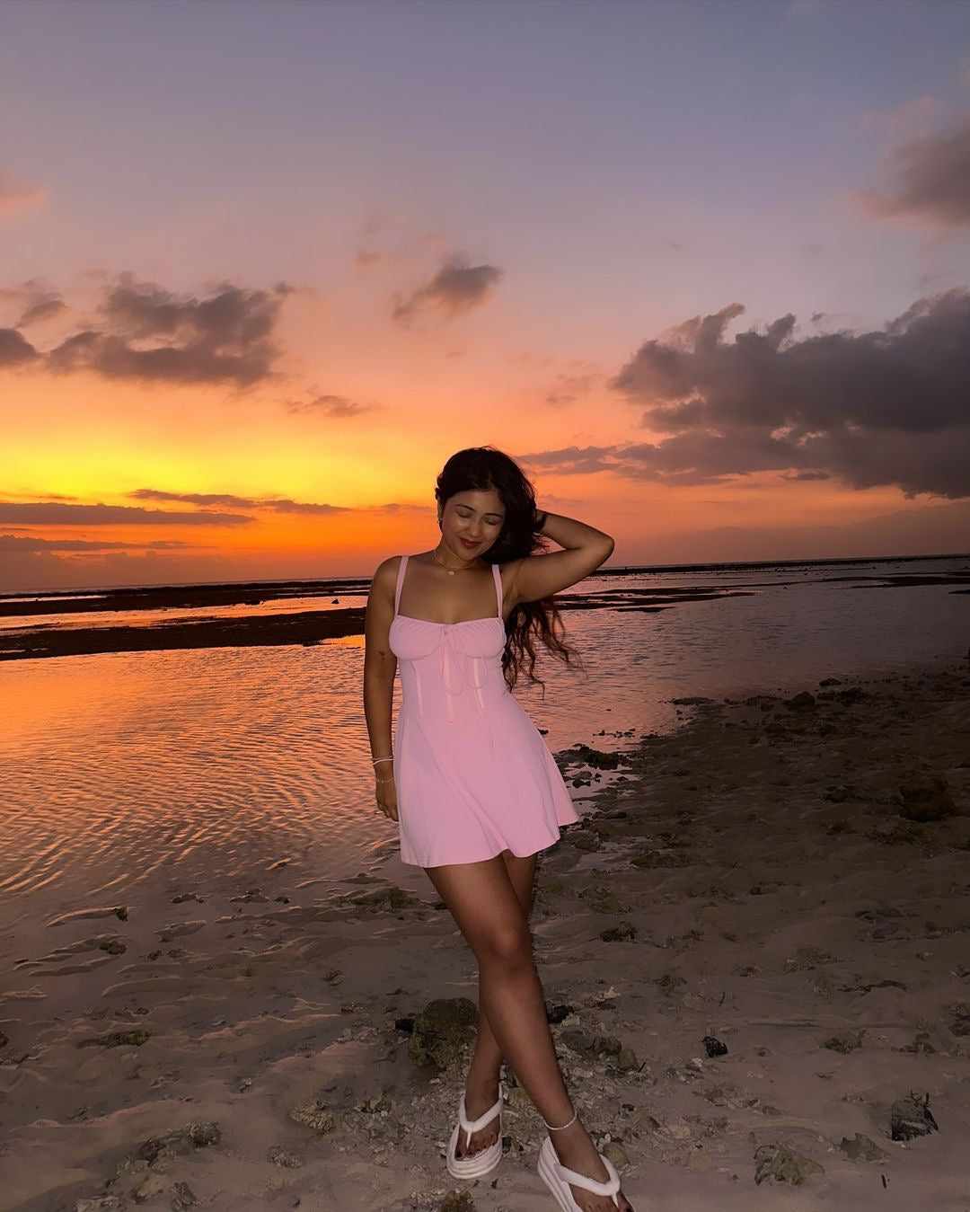 Beccy Summer Lace Up Holiday Dress - Pink