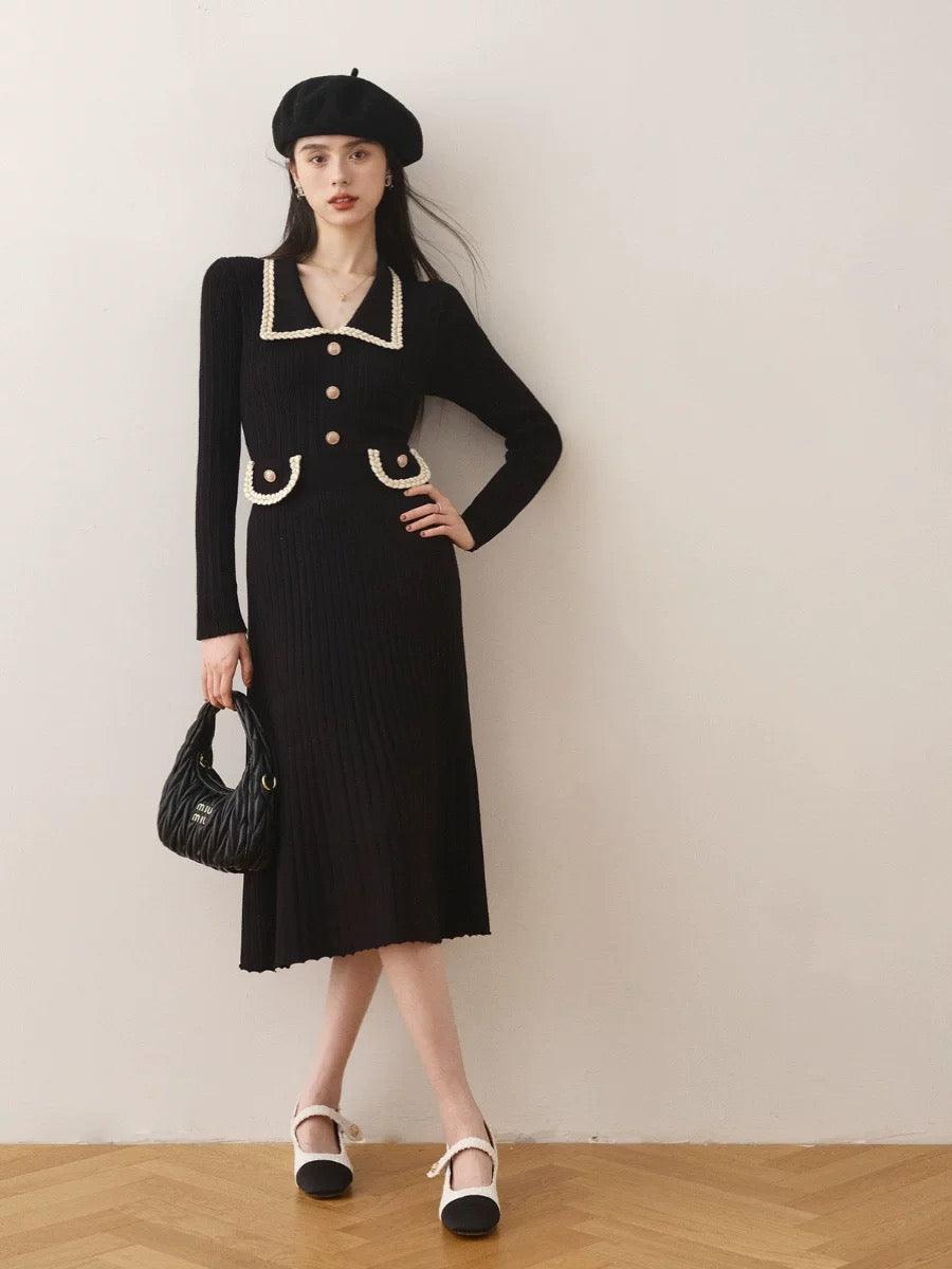 Huller Woolen Bodycon Dress - Black