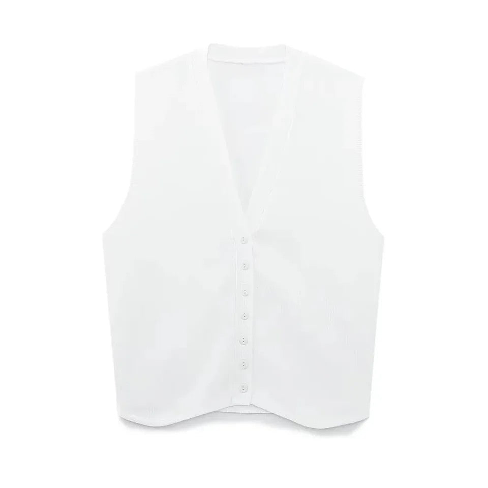 Dolo Statement Vest Summer Casual Tops - White