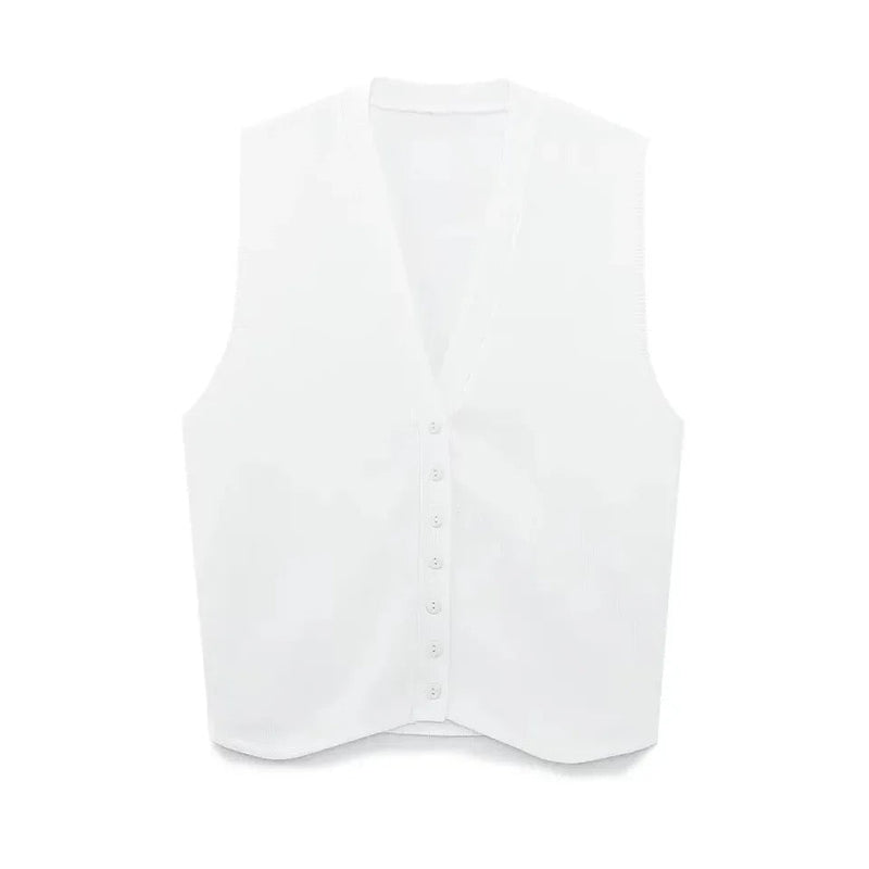 Dolo Statement Vest Summer Casual Tops - White