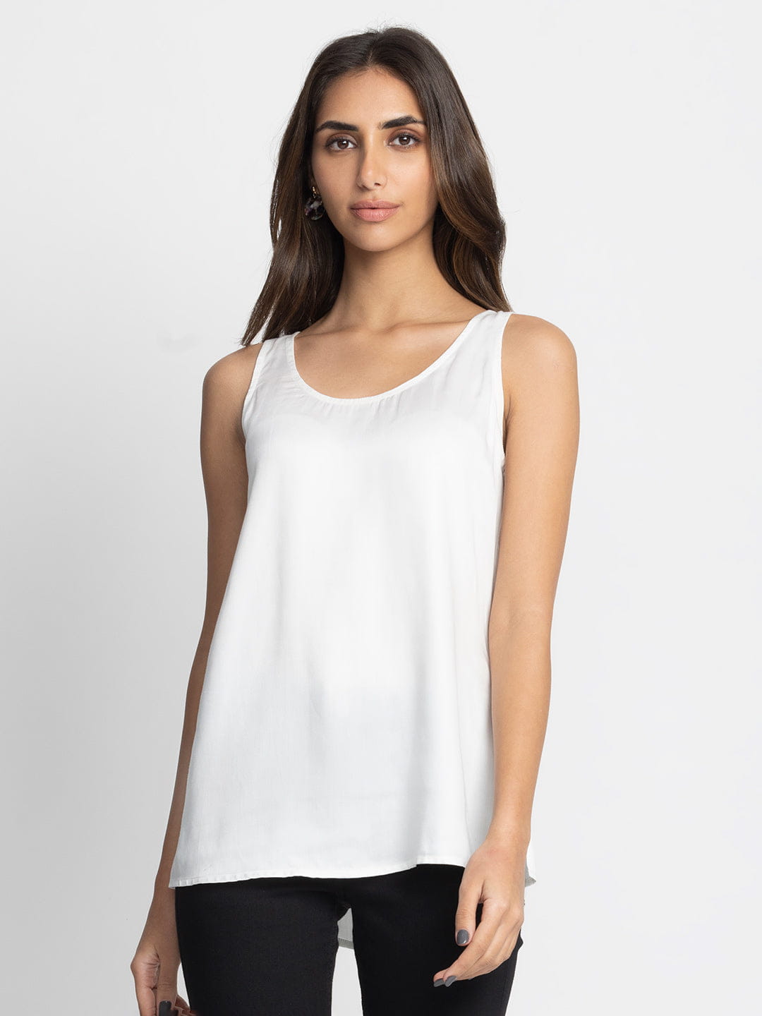 White Keyhole Tank Top