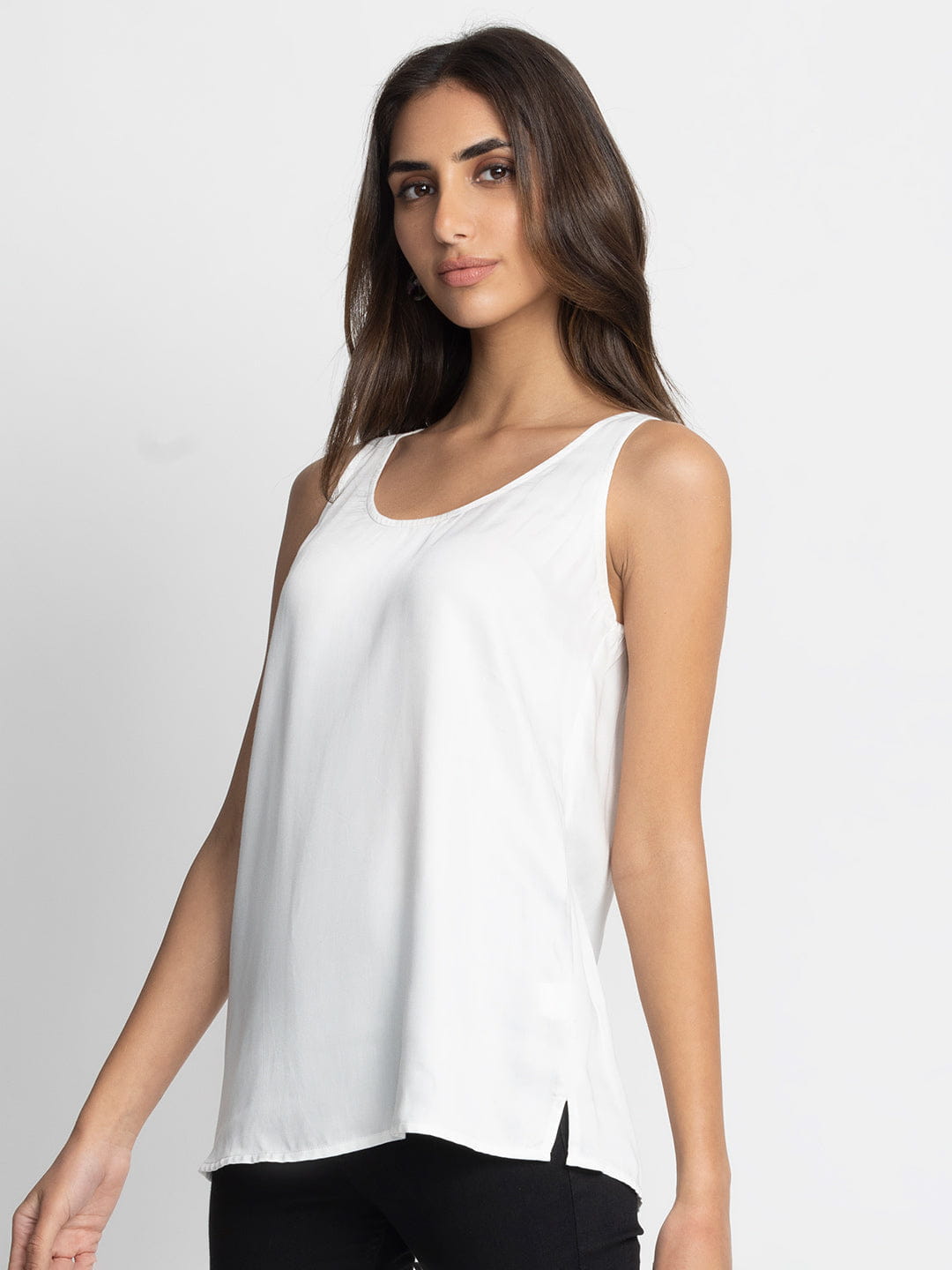 White Keyhole Tank Top