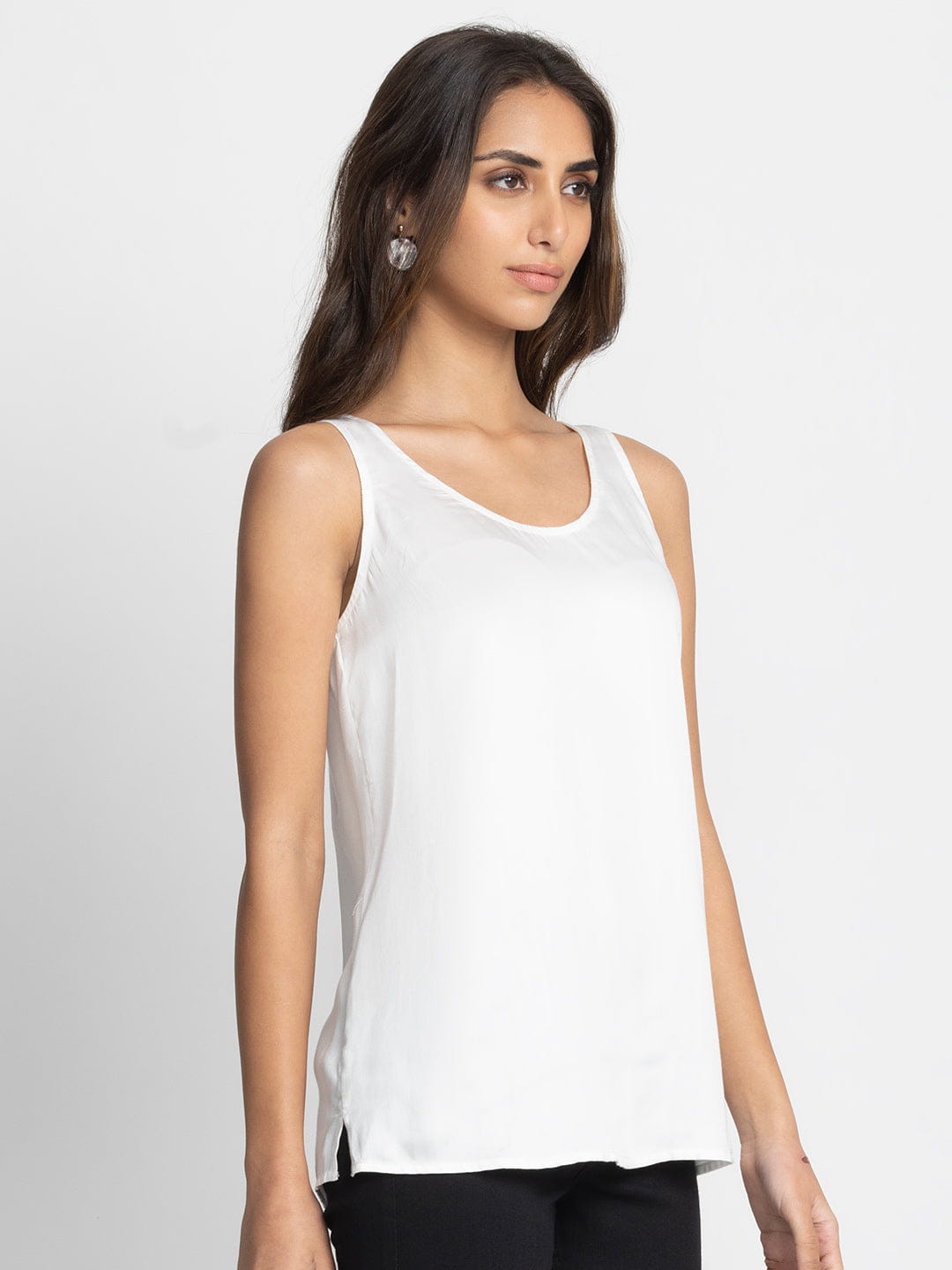 White Keyhole Tank Top