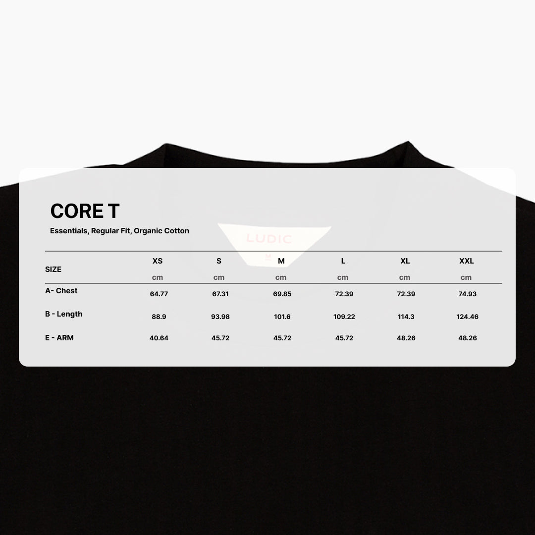 Size chart - Ludic|Men's Topwear T-Shirts