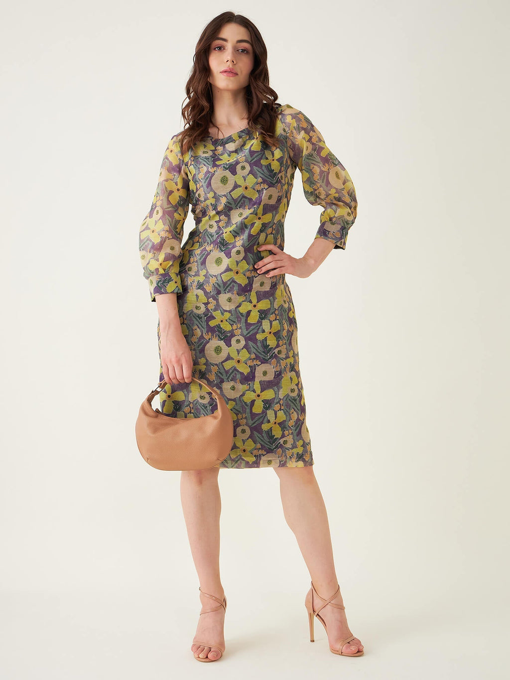 Valerie Floral Shift Dress - Yellow & Purple