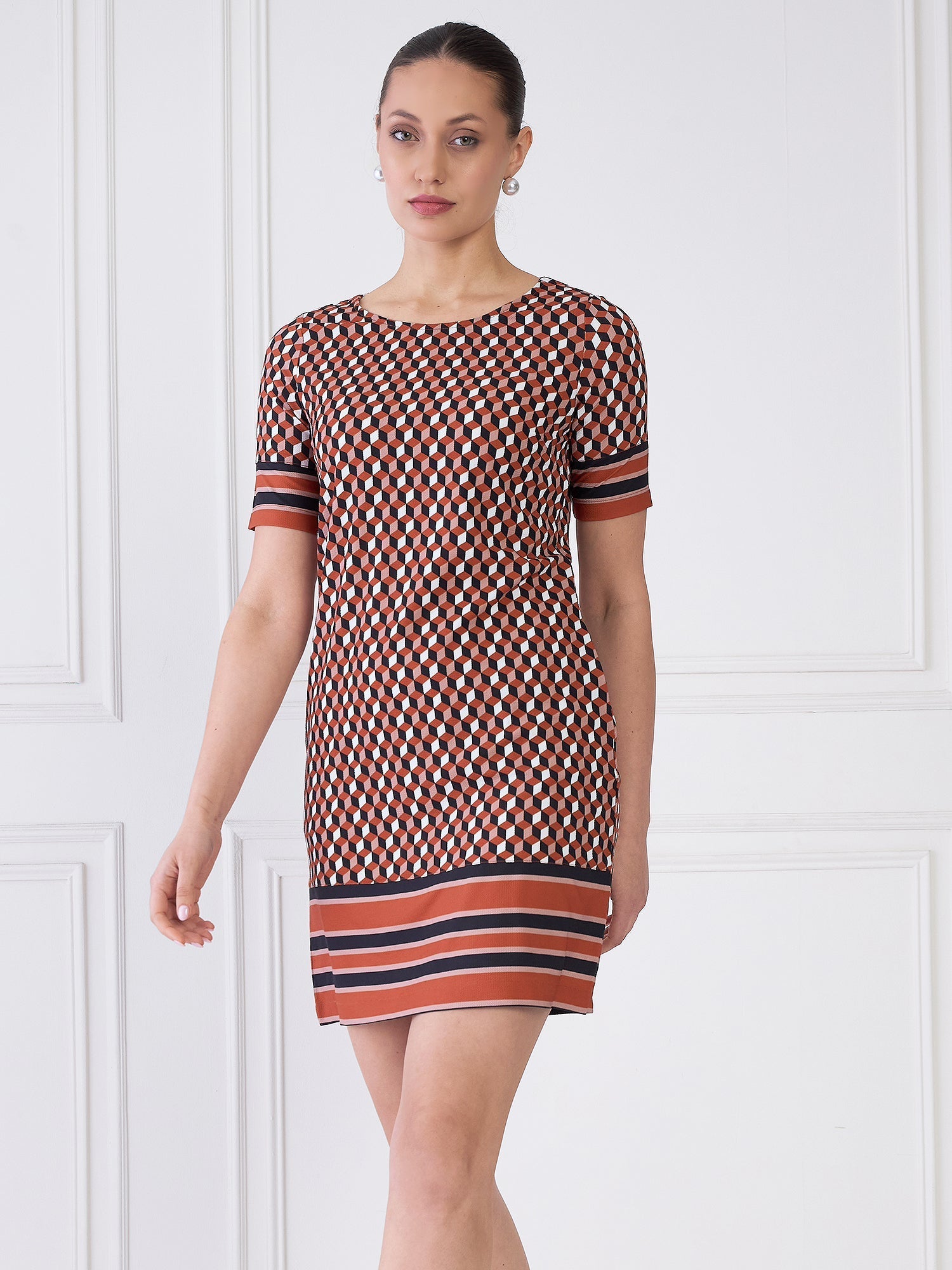 Terra Geometric Shift Dress - Multicolor