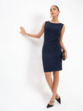 Lisa Sleeveless Fitted Dress - Navy Blue
