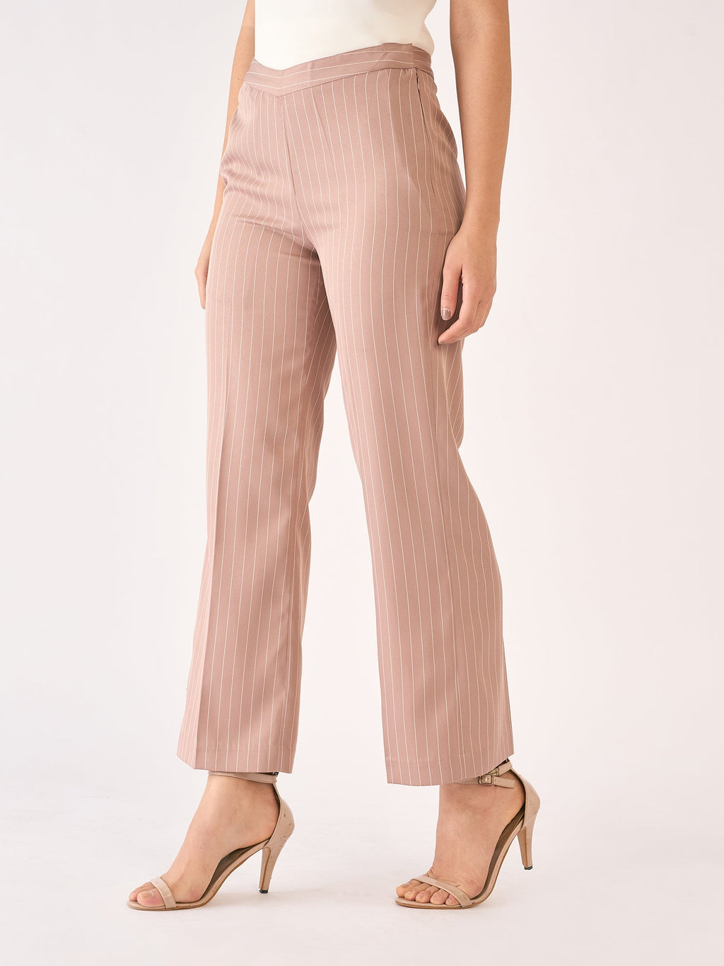 Liberal Striped Formal Side Zip Pant-Cedar/White