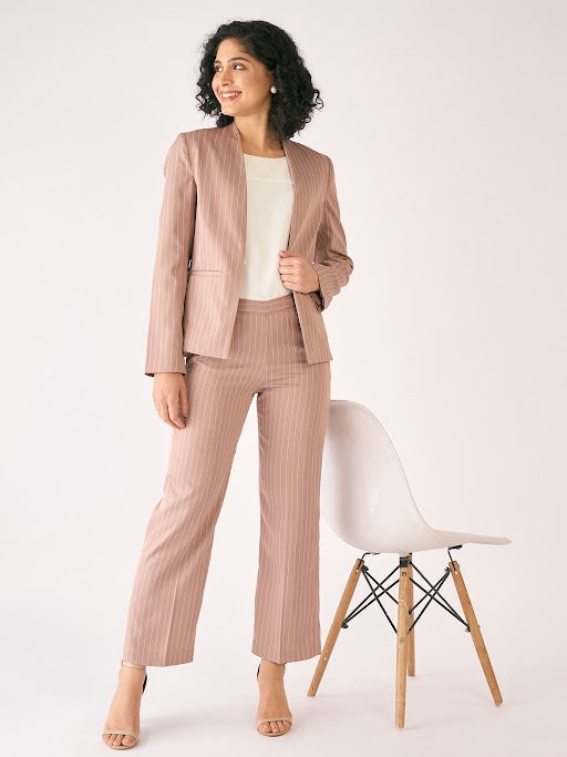 Liberal Striped Formal Side Zip Pant-Cedar/White