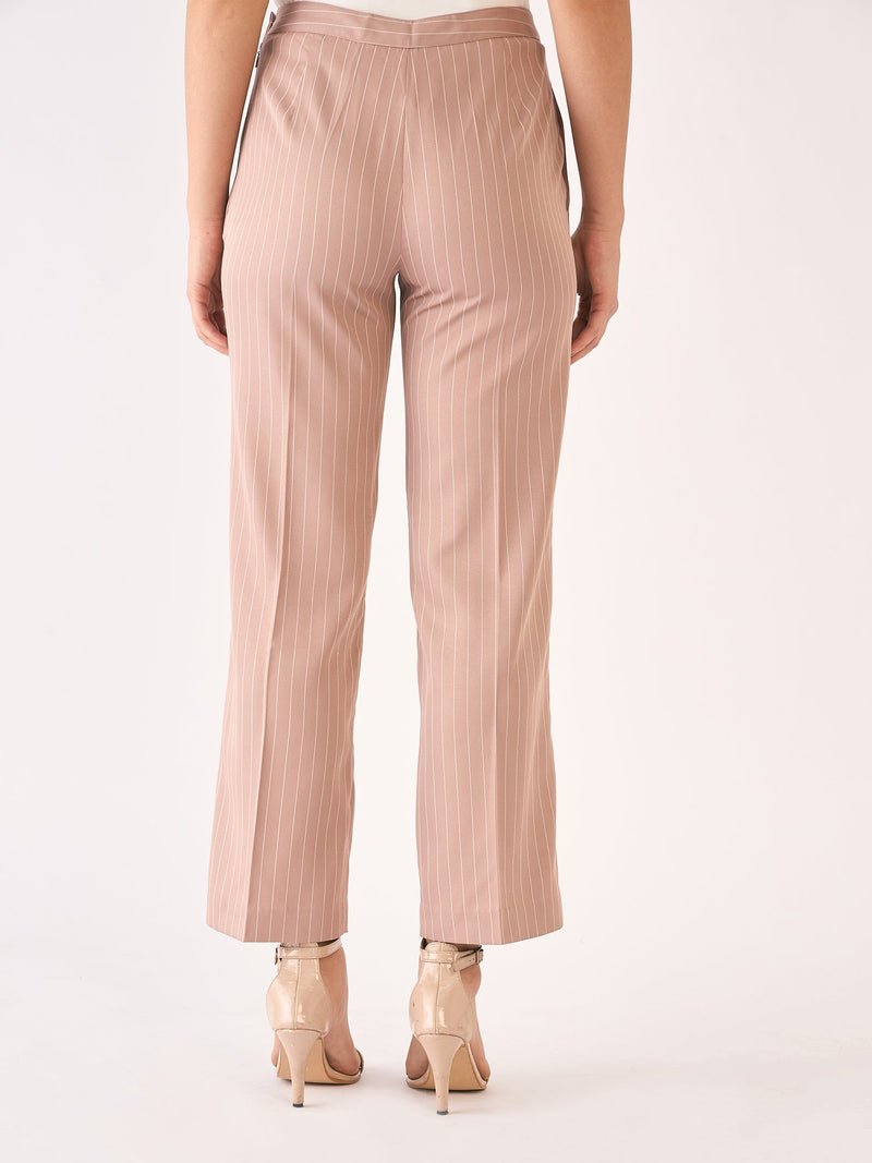 Liberal Striped Formal Side Zip Pant-Cedar/White