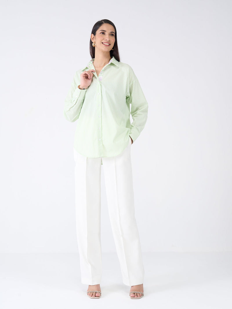 Epsom Striped Button Down Shirt - Green