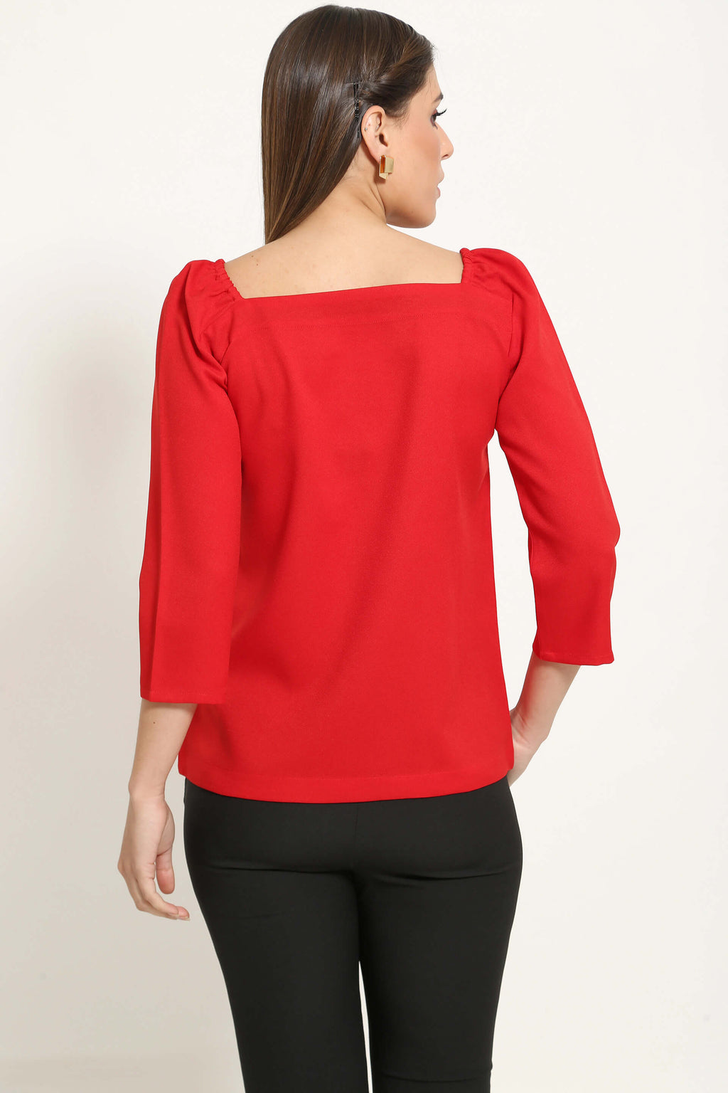Cherry Elasticated Shoulder Top - Red