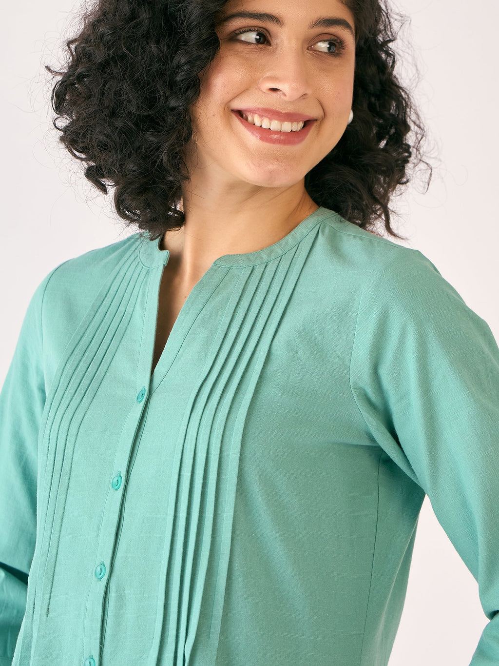Latigo Bay Pintuck Detail Tunic-Aqua Blue