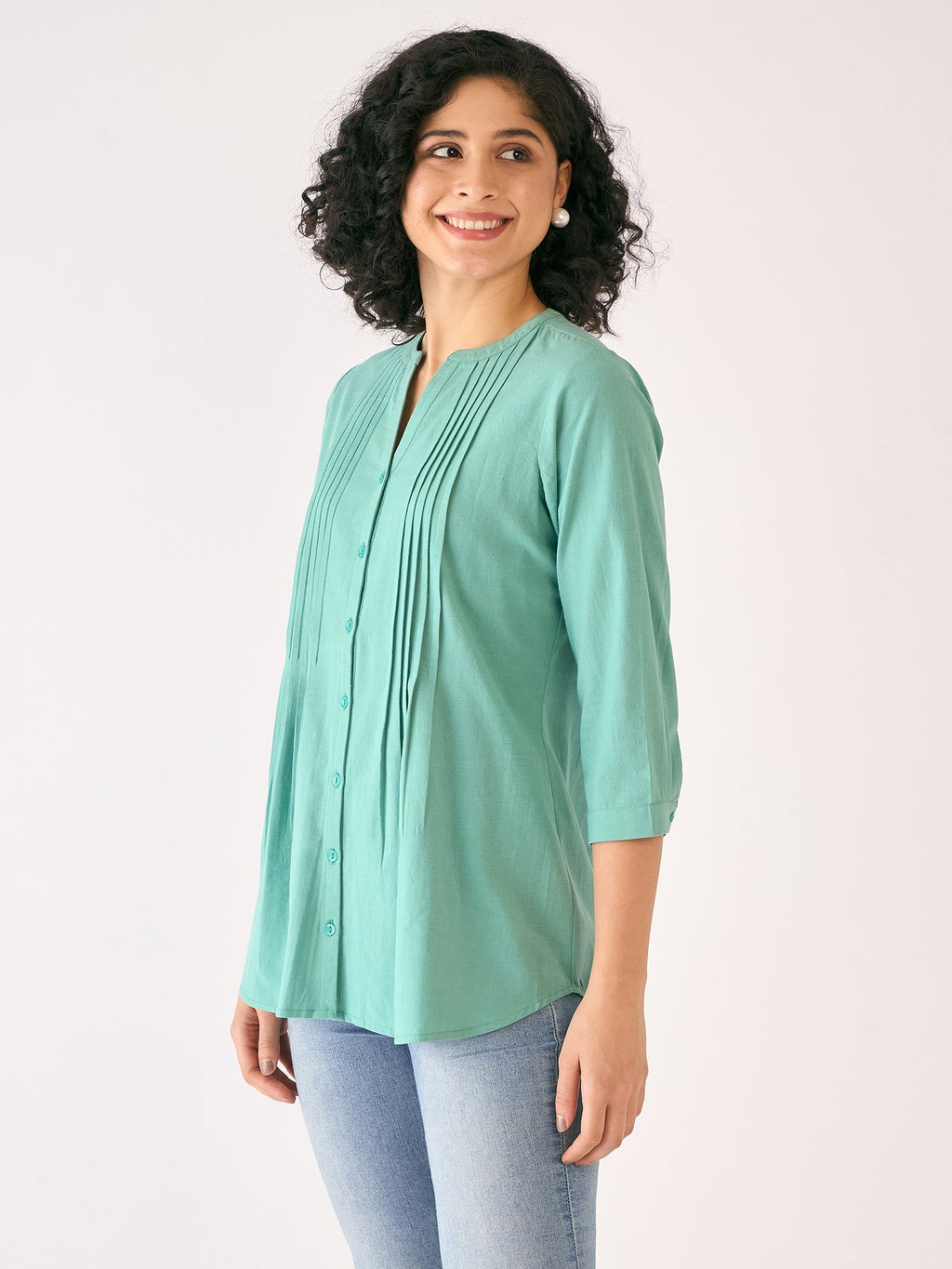 Latigo Bay Pintuck Detail Tunic-Aqua Blue