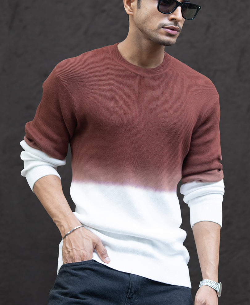 Rust Ombre Knit T-Shirt