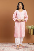 Pink Modal Chikankari Kurta
