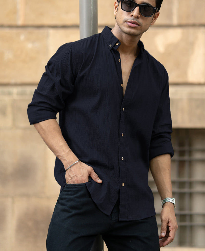 Navy Lightweight Structured Shirt