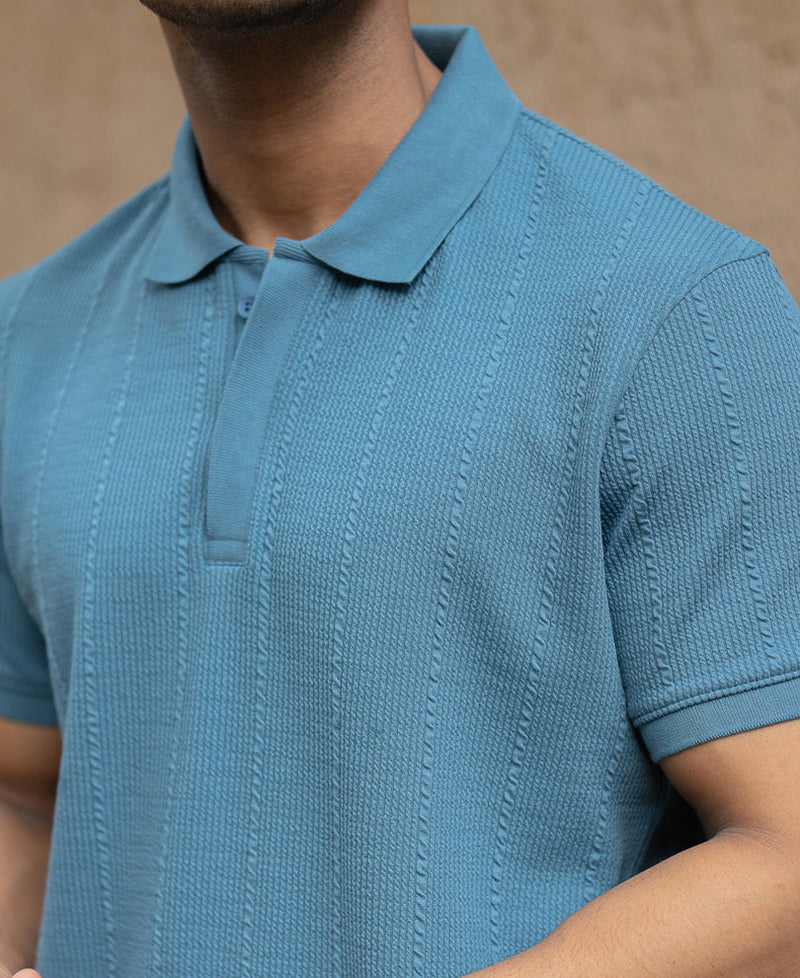 Blue Structured Polo Tshirt