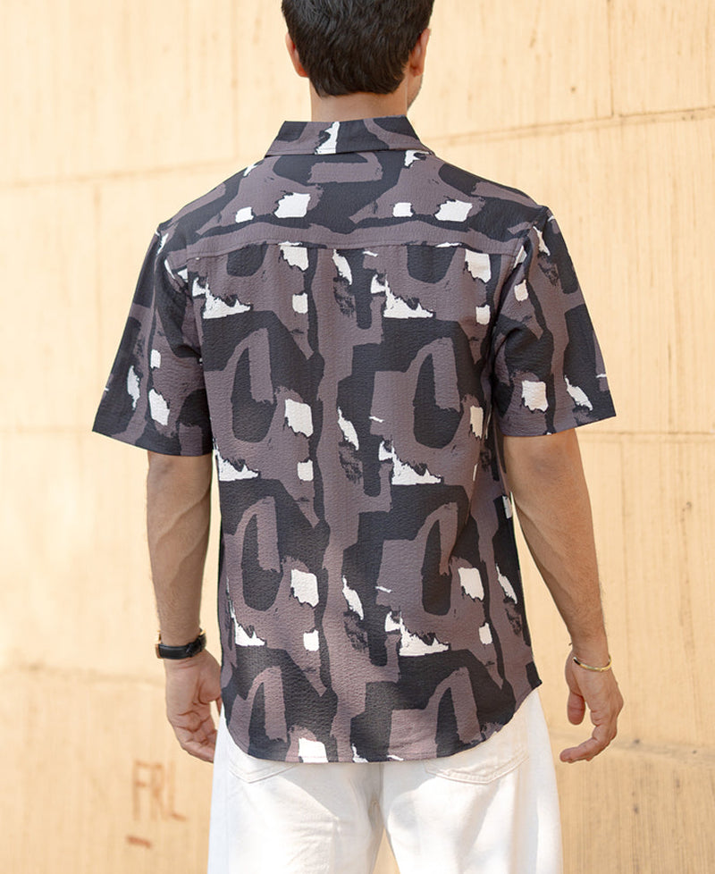 Dark Grey Abstract Structured Shirt