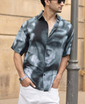 Dark Green Spray Print Shirt