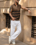 Brown Striped Knit vest