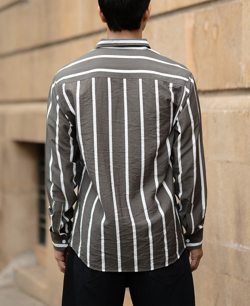 Olive Printed Stripe Shirt