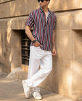Dark Brown Printed Stripe Shirt