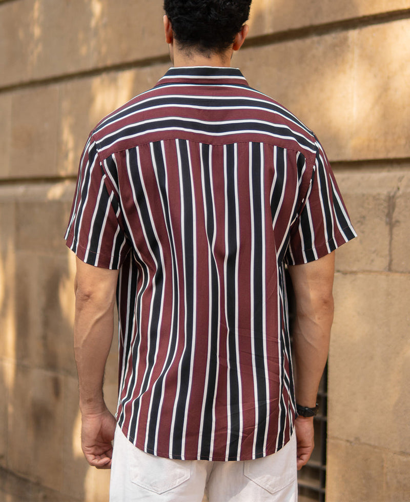 Dark Brown Printed Stripe Shirt