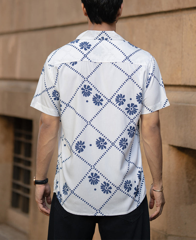White Lightweight Floral Print Shirt