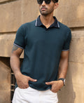 Teal Contrast Collar T-Shirt