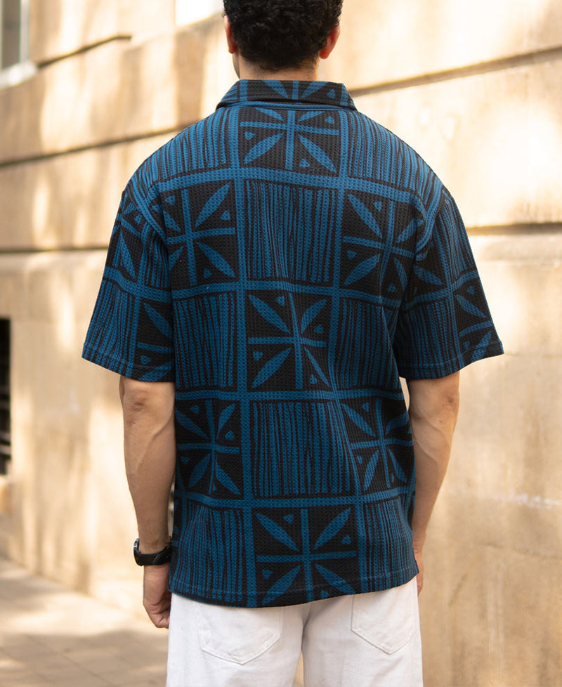 Blue Printed Polo T-Shirt