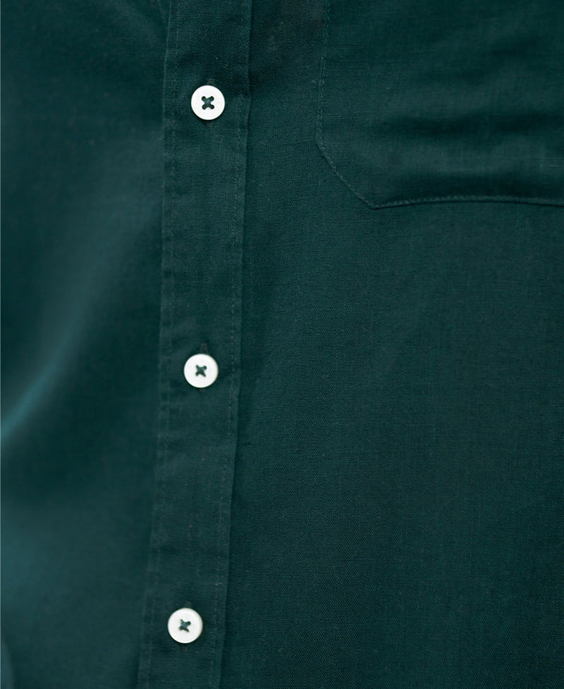 Bottle Green Linen Blend Shirt