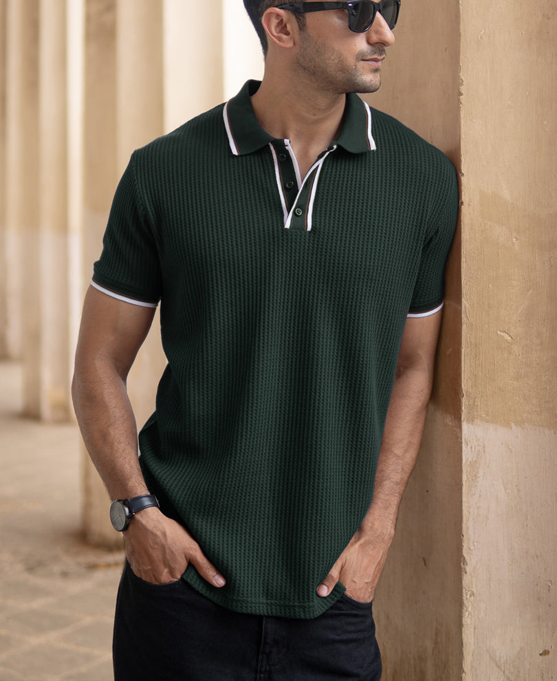 Pine Green Structured Polo T-Shirt