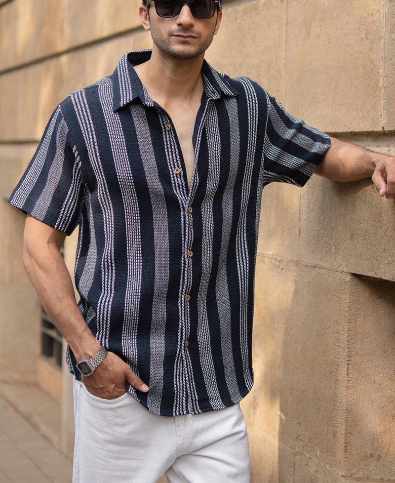 Navy Structured Stripe Shirt