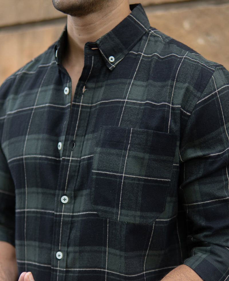 Dark Green Checks Lightweight Shirt