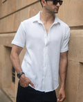 White Structured Half Sleeves Shirt