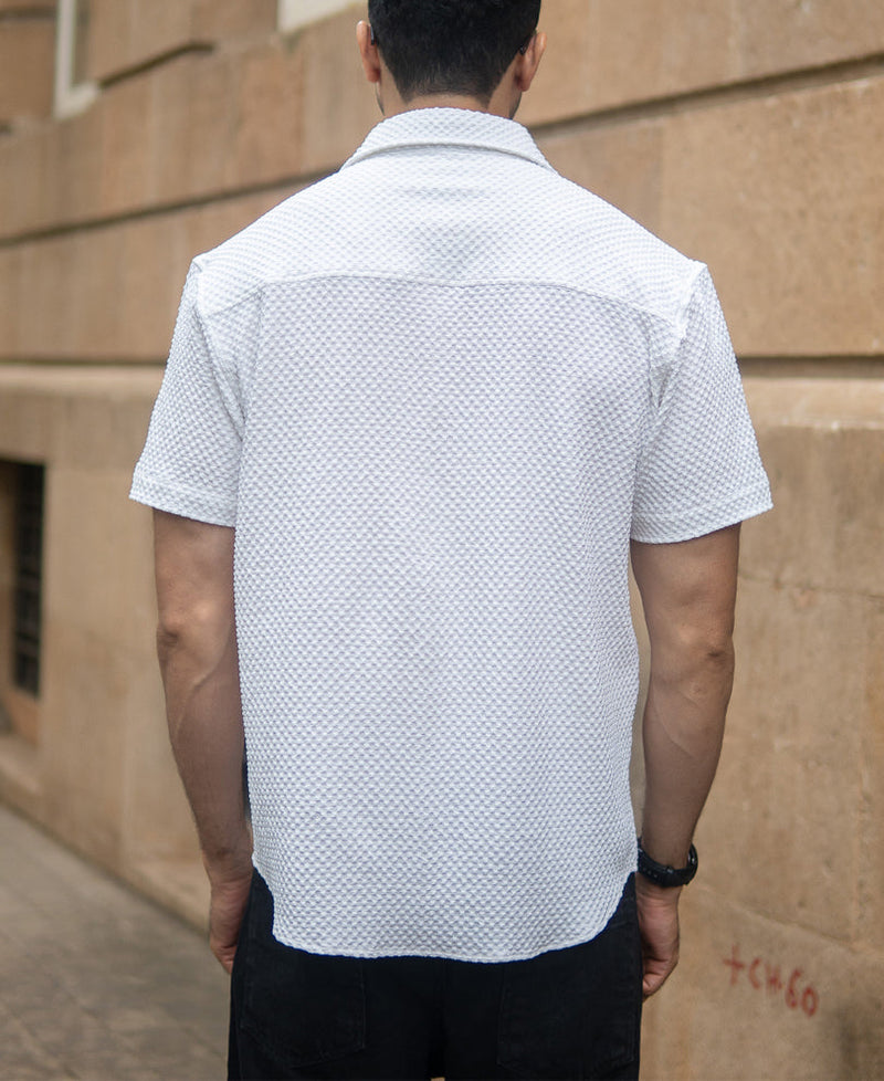 White Structured Half Sleeves Shirt