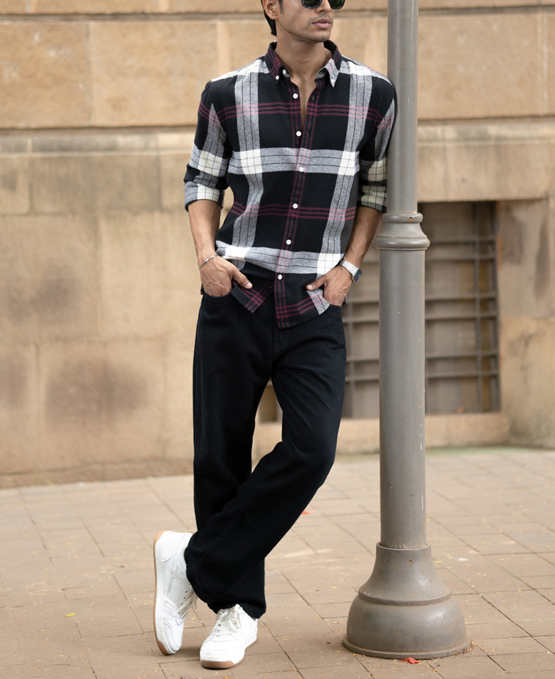 Black Checks Button Down Shirt