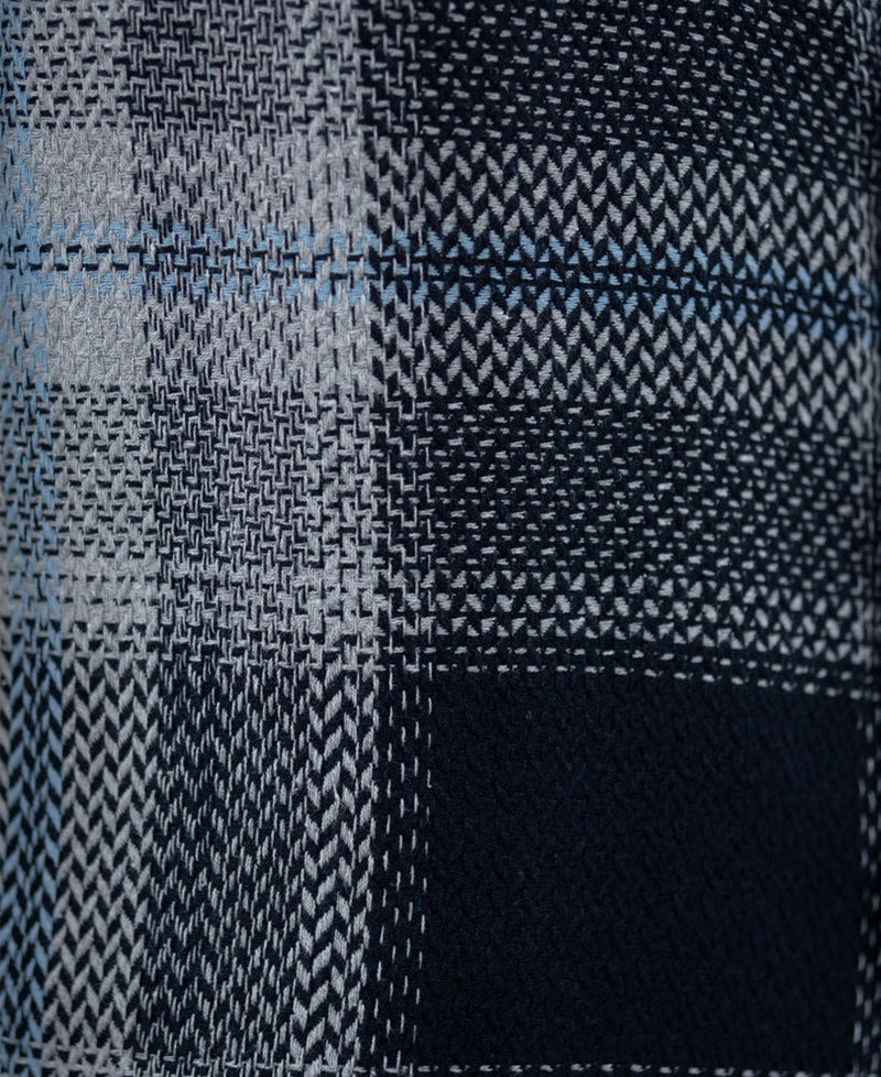 Grey And Navy Structured Checks Shirt