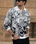 Grey Jacquard Knit T-Shirt
