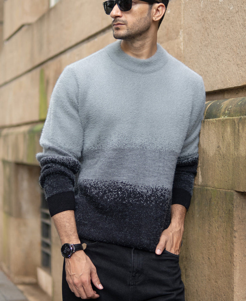 Grey Ombre Jacquard Sweater