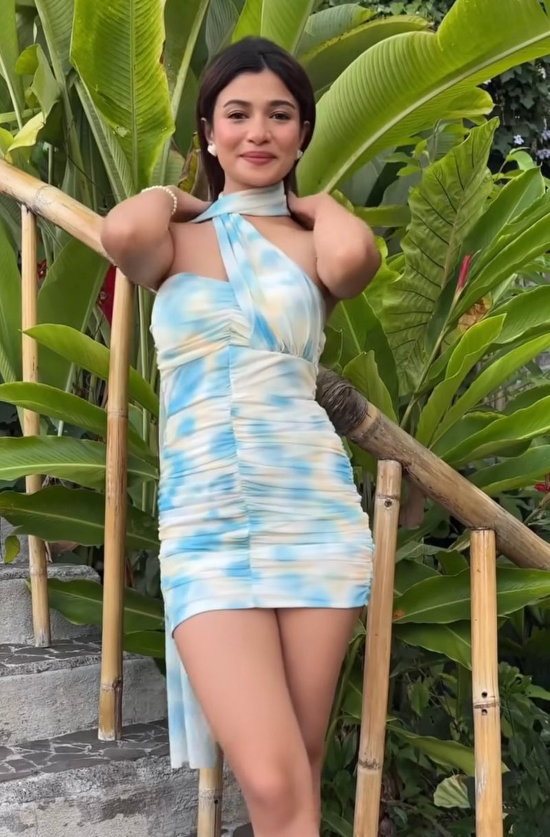 Gaelle Bodycon Mesh Dress - Blue