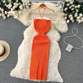 Diabella Halterneck Bodycon Dress - Orange