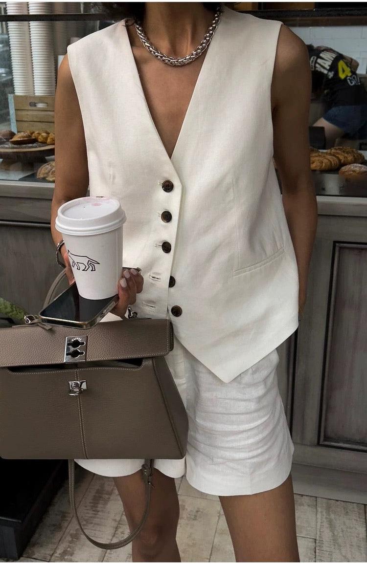 Bodrum Linen Coord Set - White