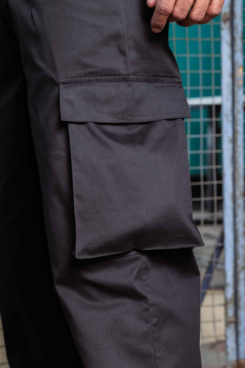 Black Baggy fit Korean Style 6 Pocket Relaxed Fit Pure Cotton Cargo Trousers
