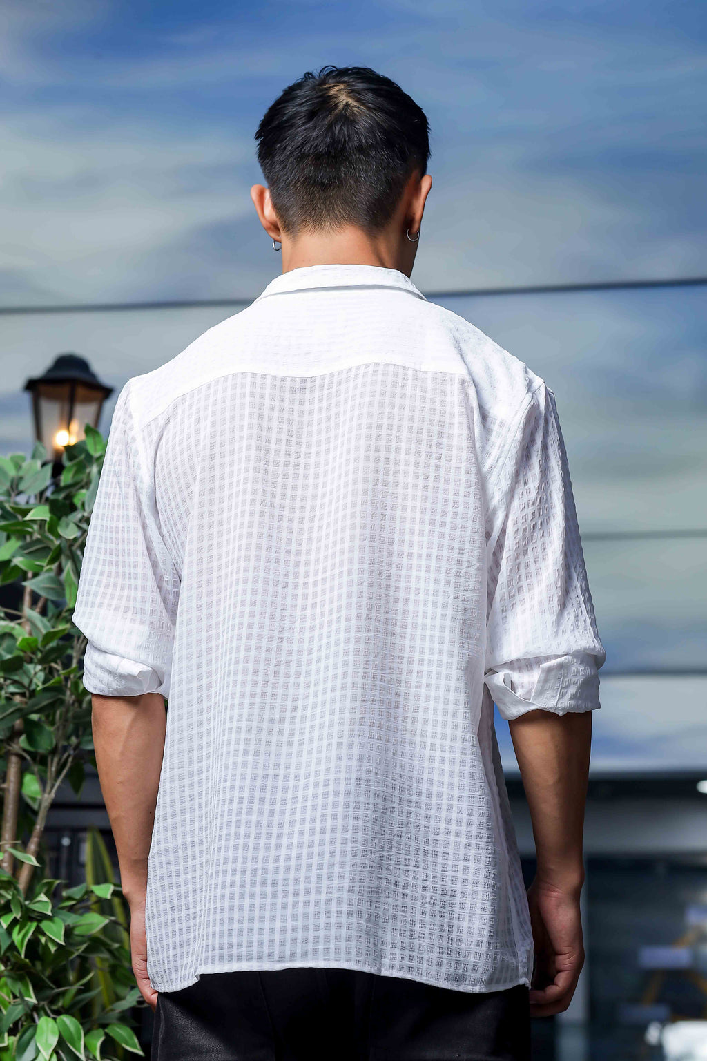 White Classic Semi Sheer Georgette Relaxed Fit Shirt
