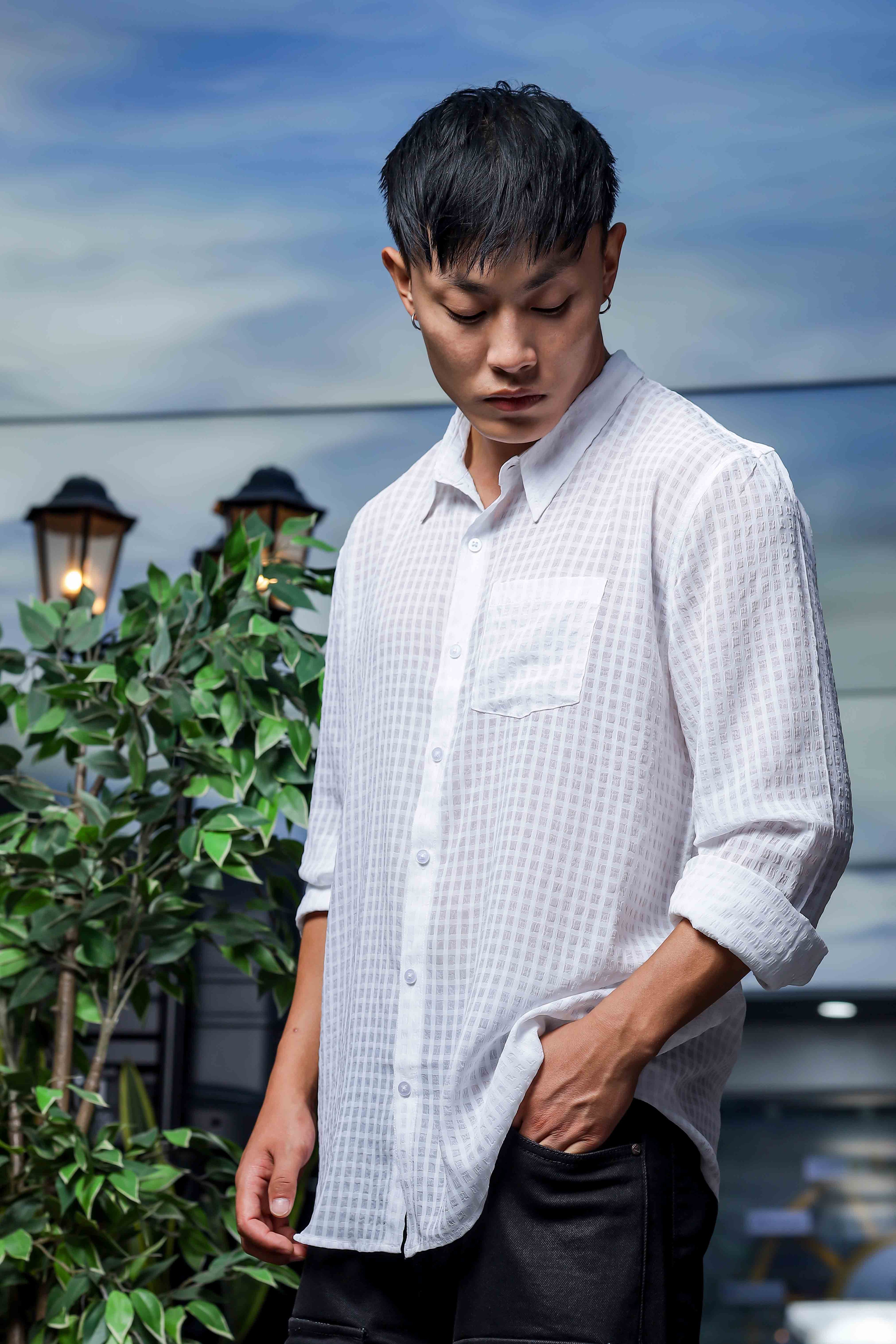 White Classic Semi Sheer Georgette Relaxed Fit Shirt