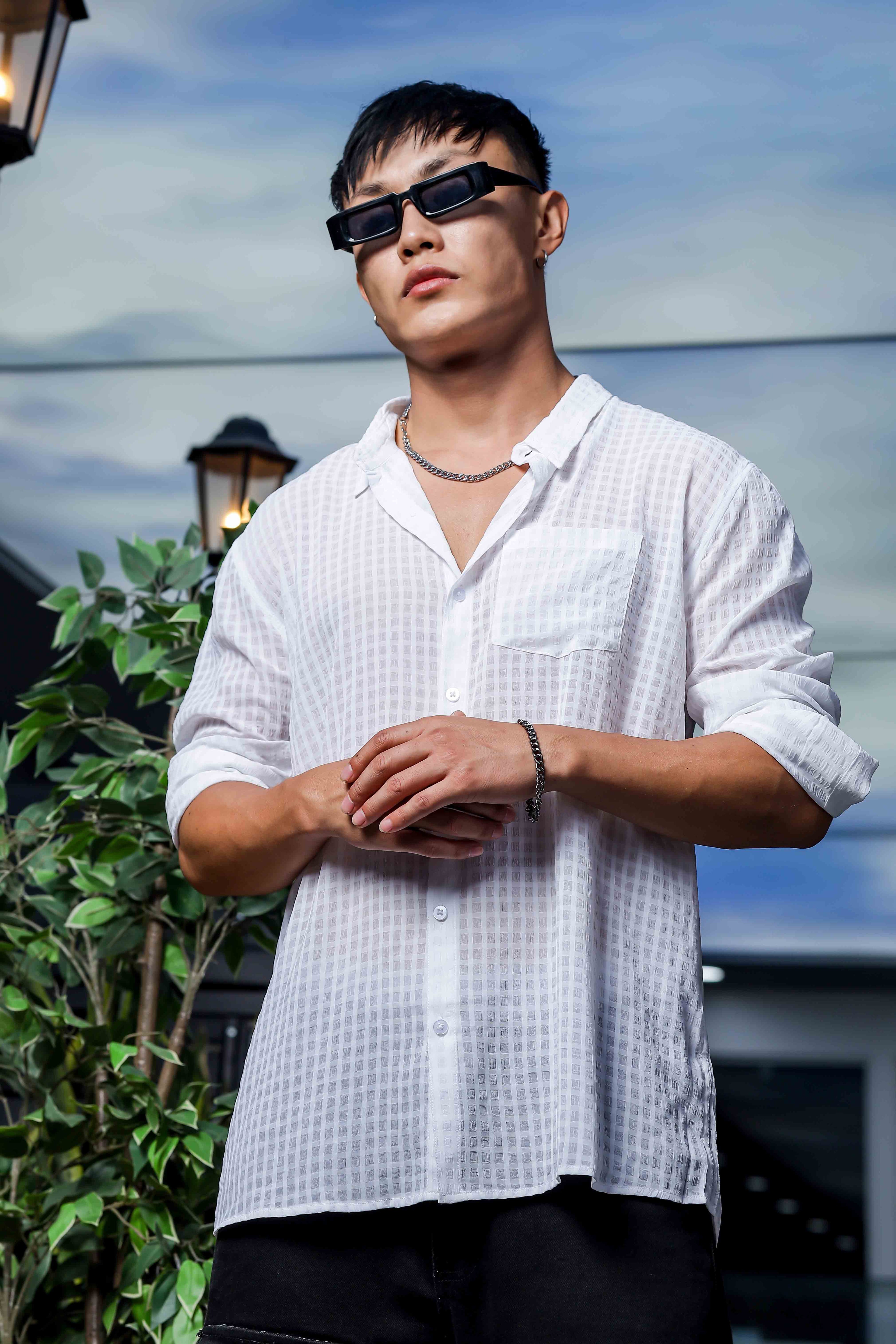 White Classic Semi Sheer Georgette Relaxed Fit Shirt