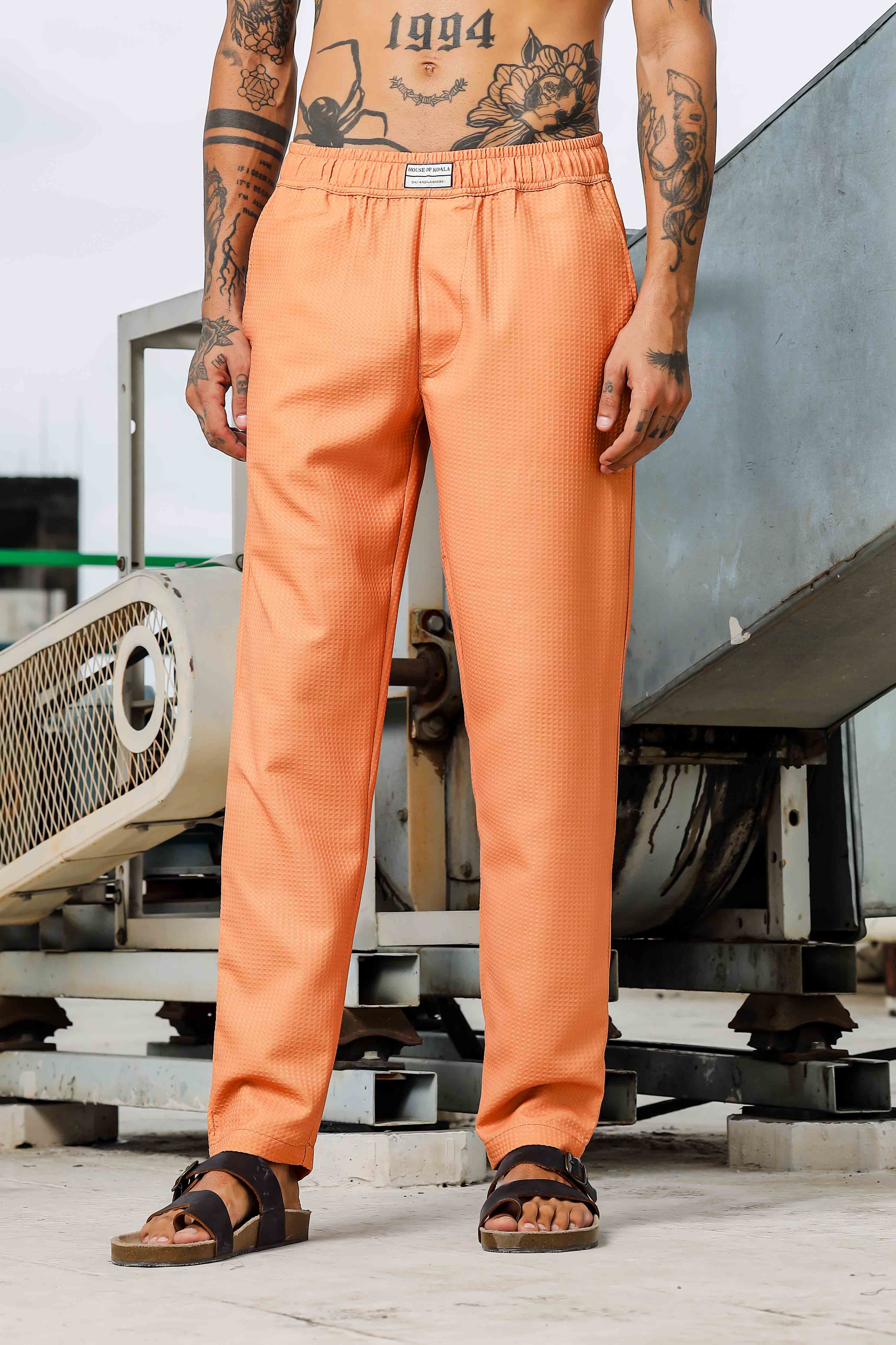 Brown Textured Pattern All Day Lounge Pants